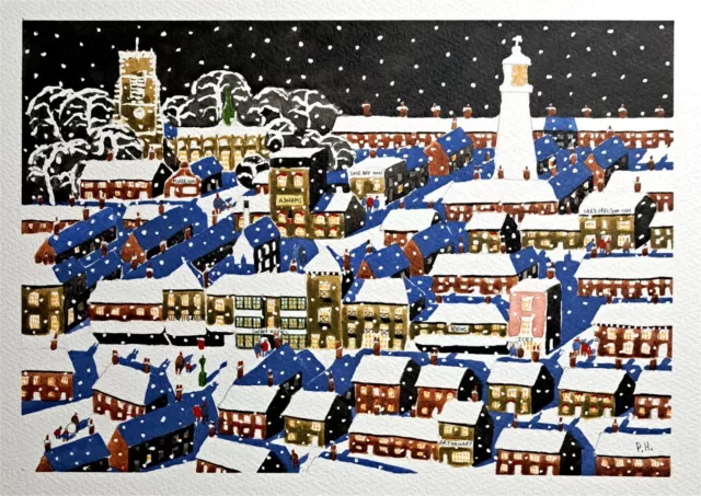 Southwold Town in snow original watercolour painting