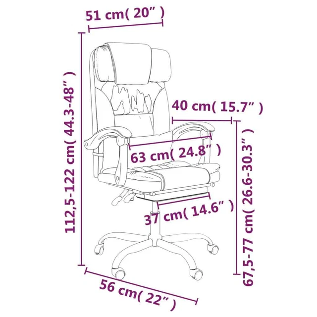 Fauteuil de massage inclinable de bureau Gris foncé Tissu 12
