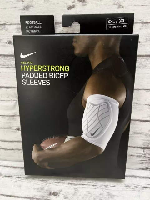 Nike Pro Hyperstrong Padded Bicep Sleeves Adult Unisex XXL/3XL White/Grey  NEW $40