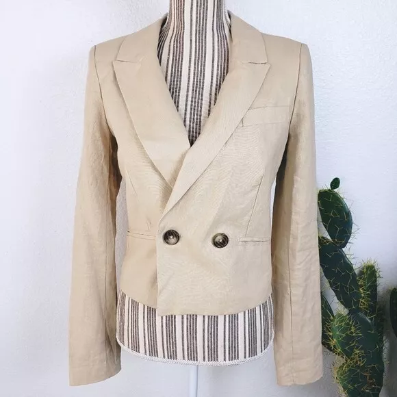 Jason Wu Linen Blend Blazer Double Breasted size Small Women's