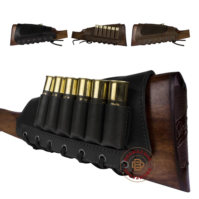 LEFT HAND LEATHER Rifle Shotgun Buttstock Cover Ammo Cartridge Shells