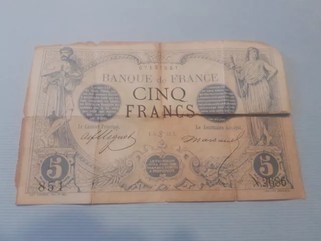 France Rare 5 Francs Noir 1873