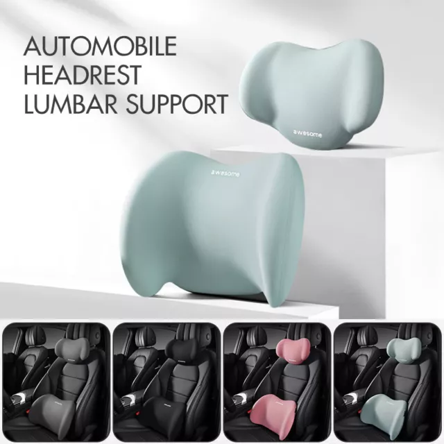 Car Auto Seat Memory Foam Neck Head Pillow+Lumbar Back Support Cushion Chair 1x