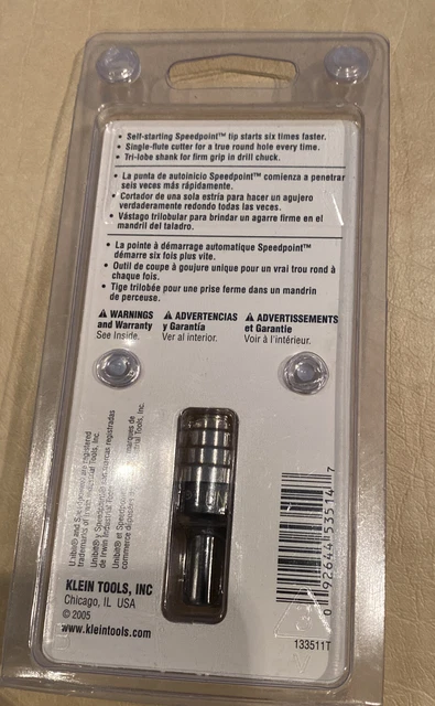 Klein Tools KTS14 (59014) 3/16 to 7/8 Step Drill Bit #14 12 hole sizes 2