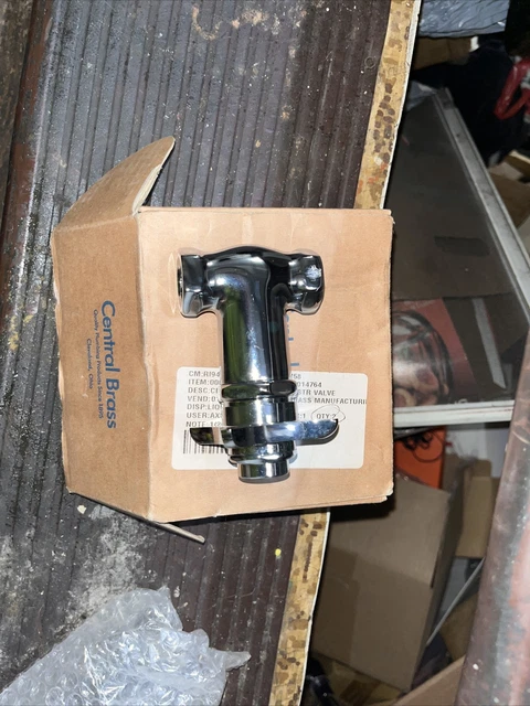 Central Brass Self-Close Straight Stop 1/2" Thread, 0331-1/2