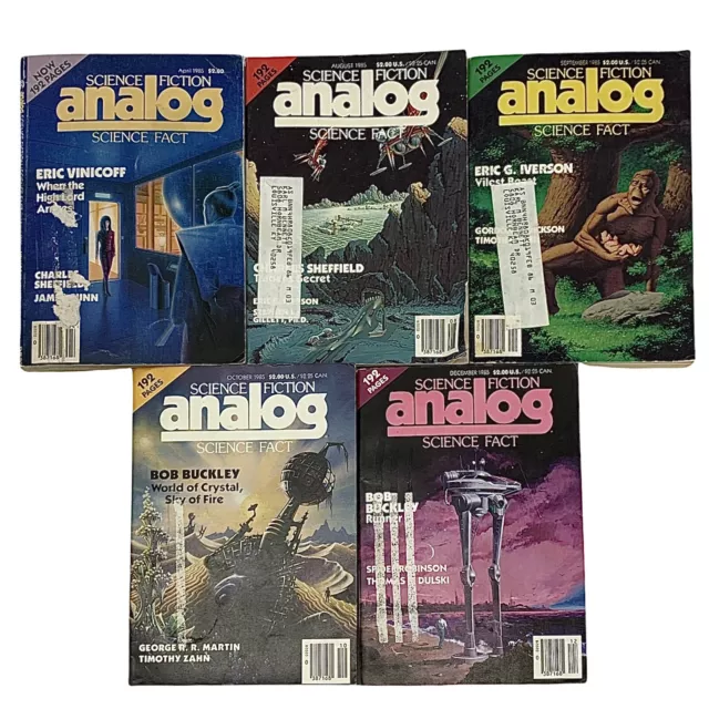 Analog Science Fiction Magazine 1985 Lot of 5 Martin Sheffield Iverson Buckley