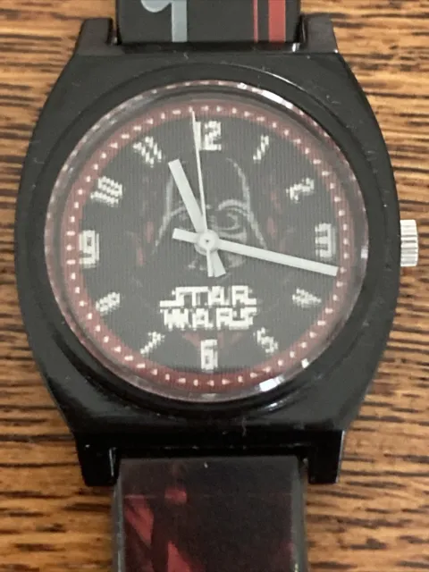 Star Wars Darth Vader Black Silicone Band Wrist Watch, New Battery, Running, NR