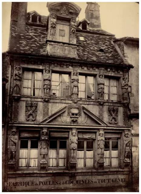 France, Dijon, Maison des Cariatides, 28 rue Verrerie Vintage print,  Tirage a