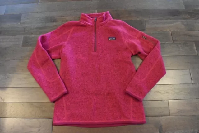 Girl's PATAGONIA Pink Better Sweater 1/4 Zip Pullover Size XL 14