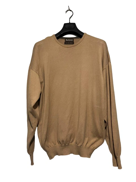 BARBOUR PULLOVER JUMPER Size L Mens Beige Cotton 31.20