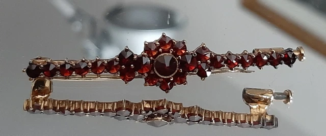Broche Fibule Ancienne Argent Massif 925 – Art Déco/Nouveau – Pierre Rouge