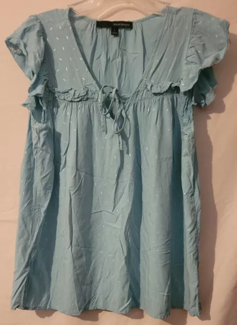 Harve Benard Girl's top L aqua-blue w/silver-fleck highlights excellent A++cond