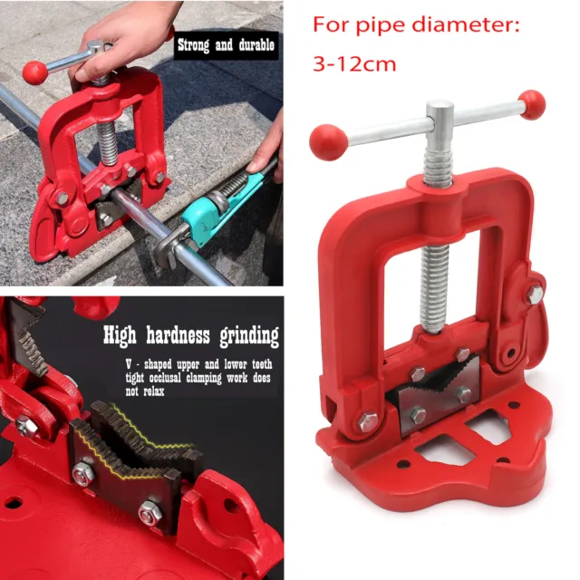 Vice Vise Bench Tube Clamp For 3-12cm Heavy Duty Cast Iron Forged Hinged Pipe