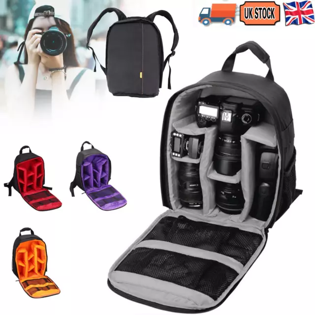 Waterproof Travel Camera Bag Backpack SLR DSLR for Nikon Sony Canon Rucksack UK