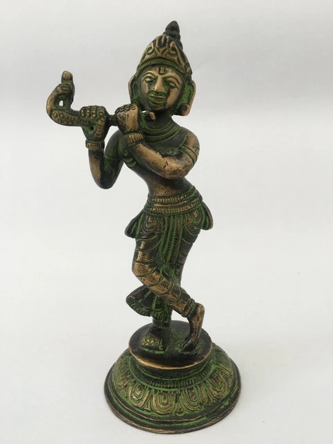 STATUE LAITON KRISHNA Vintage Idol, Figurine Vieux Sculpture, Temple