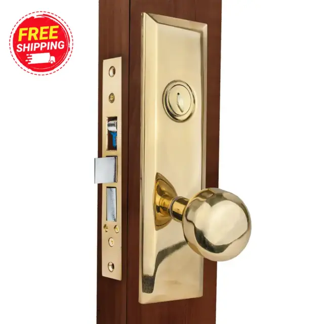 ML900 Series Bright Brass Grade 1 Entry Lock with Door Knob Escutcheon