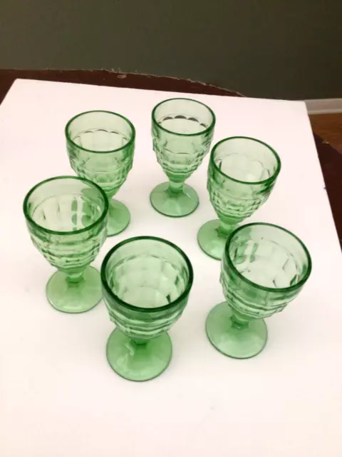 VTG Hazel Atlas Colonial Block Green Water Goblets