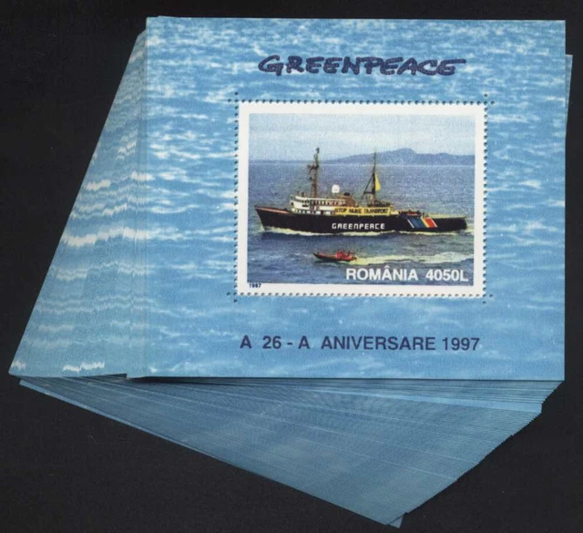 ME 250,00: WHOLESALE: 100 BLOCKS Rumänien GREENPEACE Block 306 ** / MNH