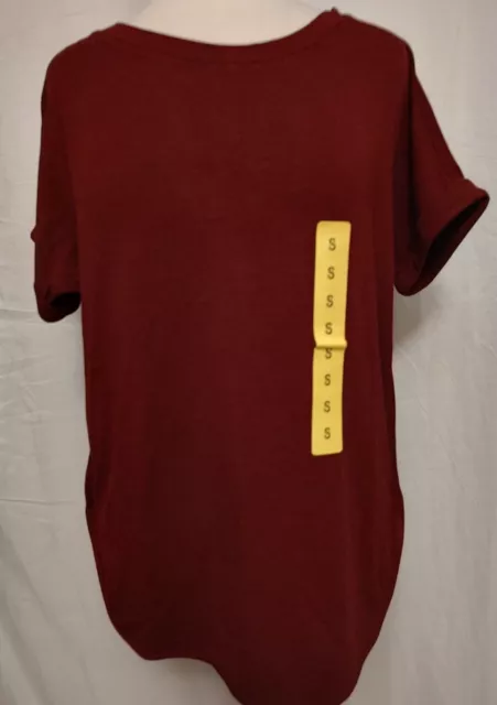 Womens Matty M Heather Wine French Terry Roll Cuff Tee Size S,M,L,Xl,Xxl