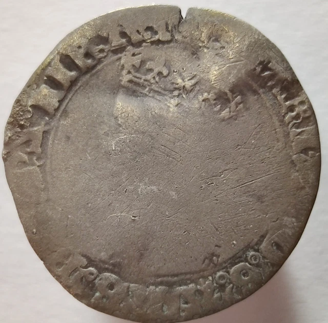 1553-4 Mary I Groat 4 Pence Hammered English Silver Sole Reign mm Pomegranate 2