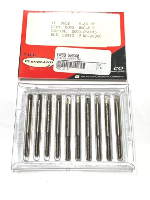 Cleveland Twist 6-40 Thread Forming Tap Bottoming Taps HSS 10 Pack USA Made