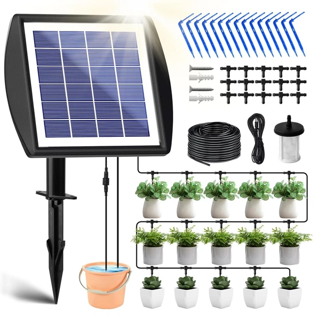 SOLAR DRIP IRRIGATION System Kit with Timer, 15M Solar Powered Automat ...