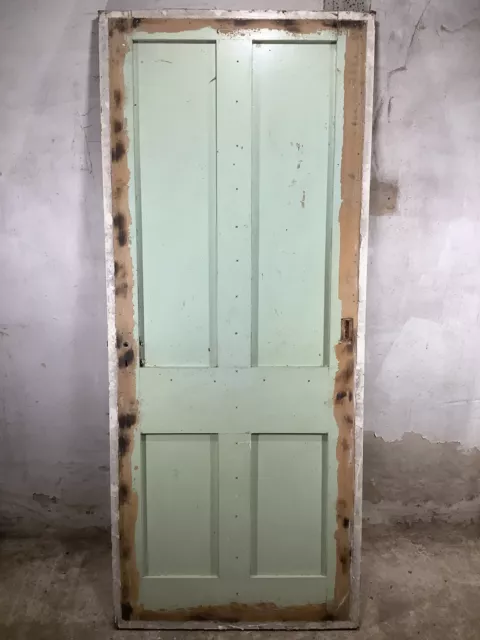 32 3/4"X 78 1/4" Victorian Internal Painted Pine Four Panel Door 2over2 Old