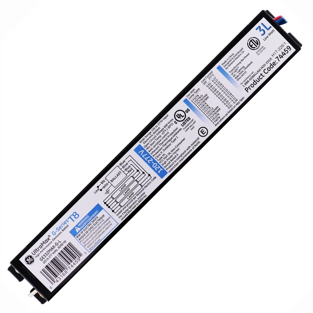 Ge Ge332Max-G-L 74459 Fluorescent Ballast, 3-Lamp, F32T8, 32W T8, 120-277V