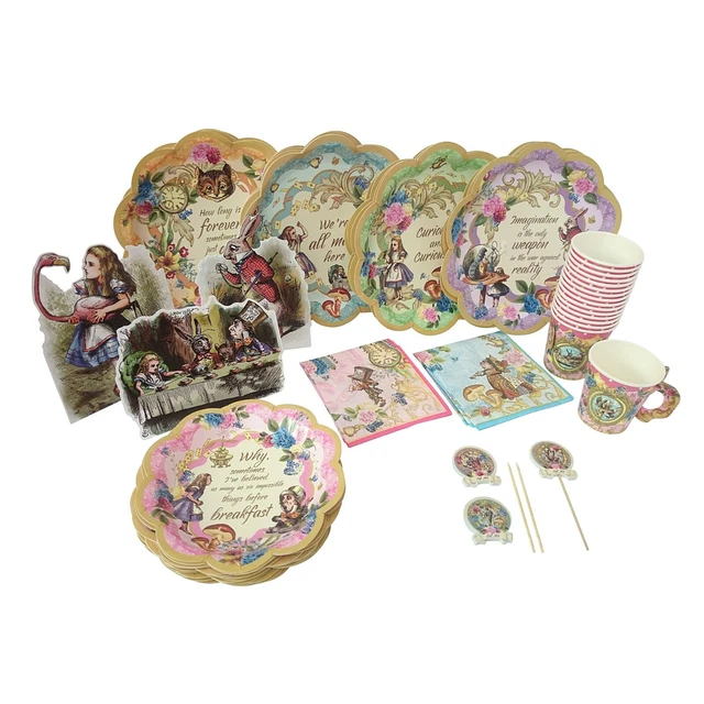 Lot De 20 Invitations Alice Au Pays Des Merveilles - Format A6 (105x148 Mm) - Avec Enveloppes Blanches