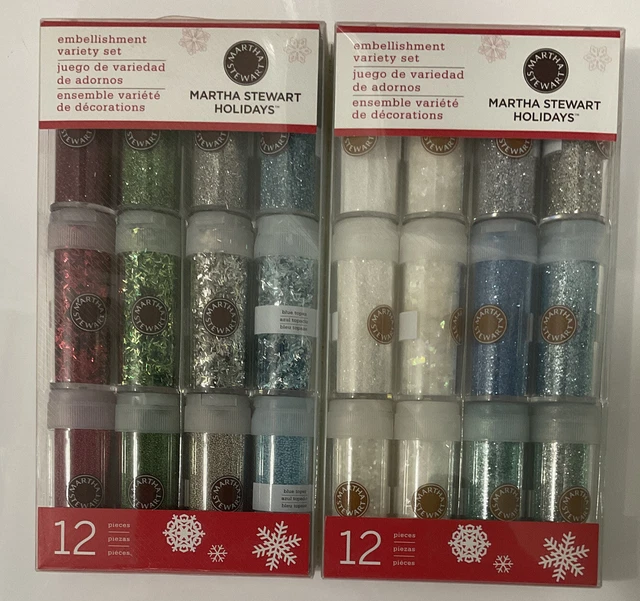 24 MARTHA STEWART Brillo - 12 viales pan de jengibre + 12 adornos invernales ¡Nuevo!