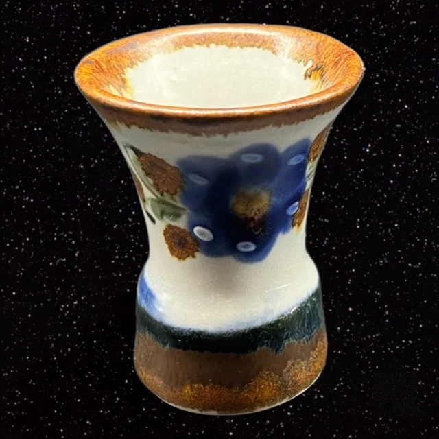 Tonala Ken Edwards Mexican Art Pottery Vase Desert Flowers Glazed Miniature Sign