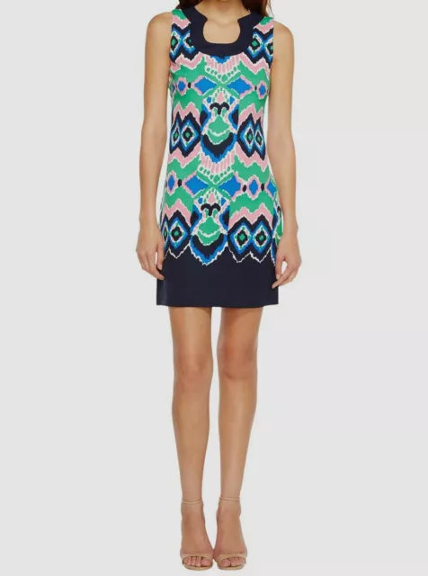 $94 Christin Michaels Women's Blue Yvonne Print Sleeveless Sheath Dress Size 12