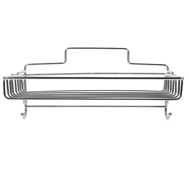 Stainless Steel Shower Wall Shelf with Hooks - Bathroom/Kitchen Organizer