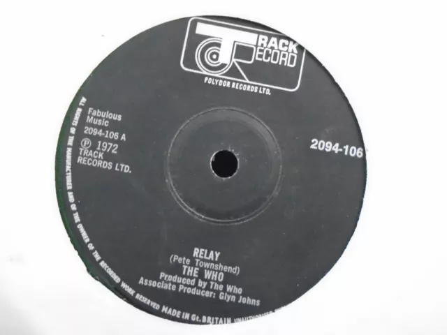 THE WHO " RELAY  " Or.UK  TRACK EX+ COND.