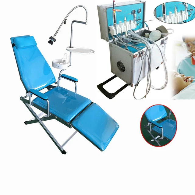 Dental Portable Mobile Delivery Unit Suction Rolling Case 4H Compressor /Chair