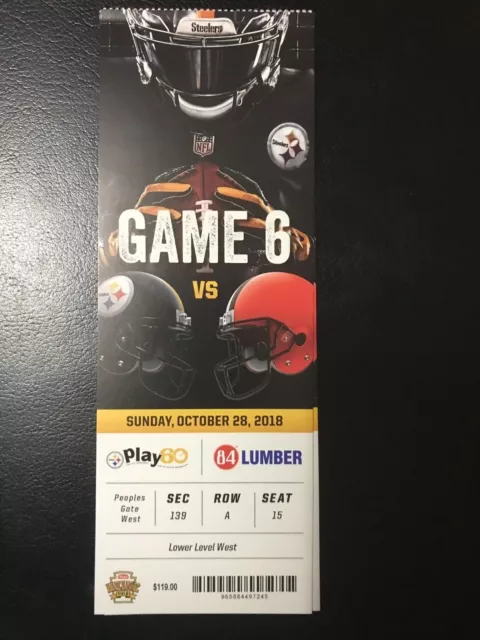 Pittsburgh Steelers v. Cleveland Browns Ticket Stub 10/28/18 Heinz Field