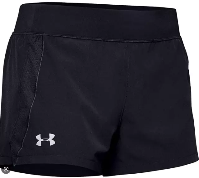 Under Armour Qualifier Speedpocket Shorts Womens Black Size UK Medium #REF160