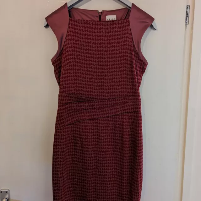 Reiss Toledo Pencil Cocktail Dress Ladies UK 10 Red Pink Occasion