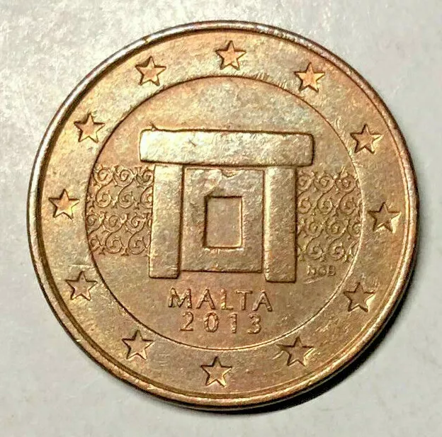 5 Centesimi Di Euro Malta 2013 - Altare Tempio Mnajdra - Unificato 3.13 - Cc -