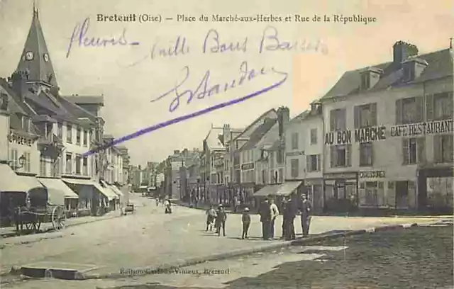60 - Breteuil - Place du Marché aux Herbes and Rue de la République - Animated - CP