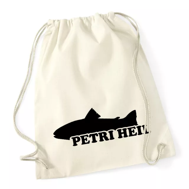 Bolsa de gimnasia Petri Heil saludo pescador mochila regalo idea recuerdo cumpleaños blanco