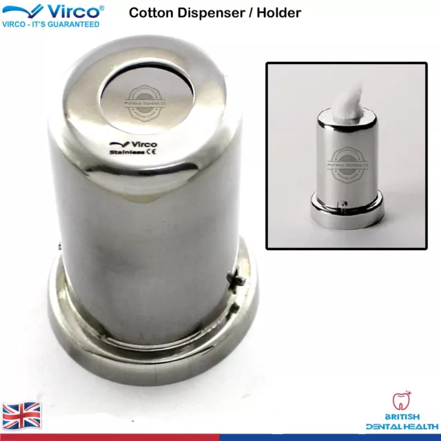 STAINLESS STEEL COTTON DISPENSER HOLDER WITH INTERNAL SPRING Surgical Dental