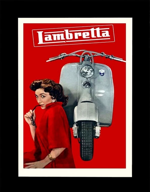 KUSTOM ART Quadretto Vintage Pubblicità D'Epoca Lambretta – Stampa Su Legno MDF 25x18 Cm, Fatto In Italia