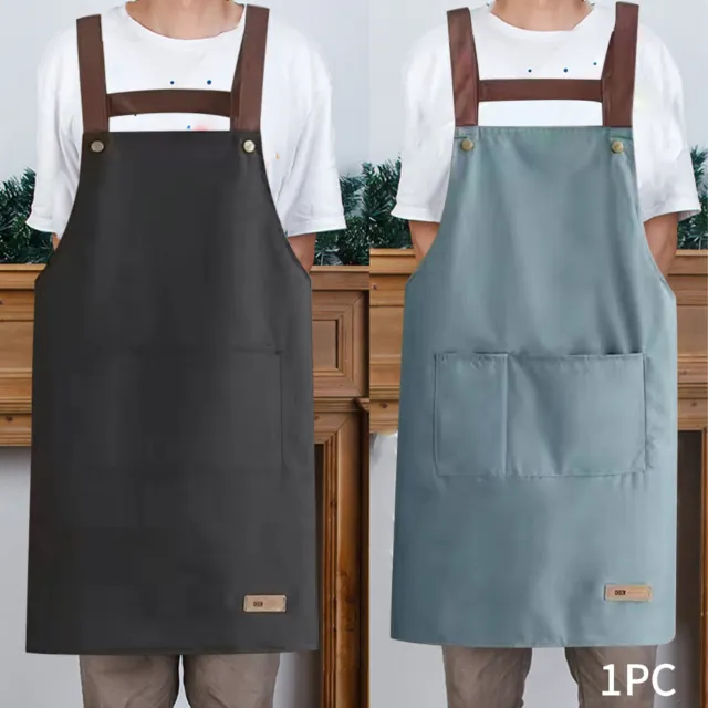 Kitchen Apron Anti Dirty Home Cooking Durable Waterproof Oilproof With Pockets 2