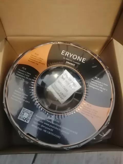 Filamento PLA ERYONE 1.75mm/1kg Arancione NUOVO
