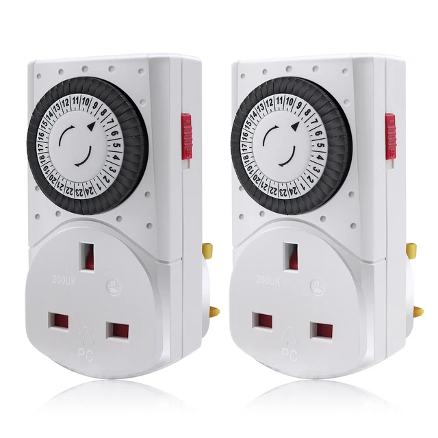 24 HOUR MECHANICAL Mains Plug In Timer Switch Time Clock Socket UK 3