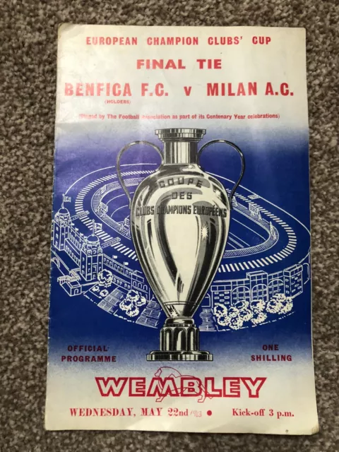 Benfica v AC Milan 22/05/1963 European Cup Final at Wembley Stadium