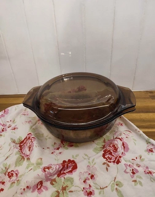 Cocotte En Verre Fumé Corning Vintage - 19 Cm - Faitout Français Marron