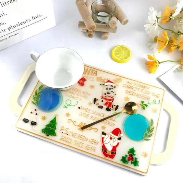 Silicone Noël Coaster Résine Moulage Plateau De Service Plateau Époxy Moule DIY