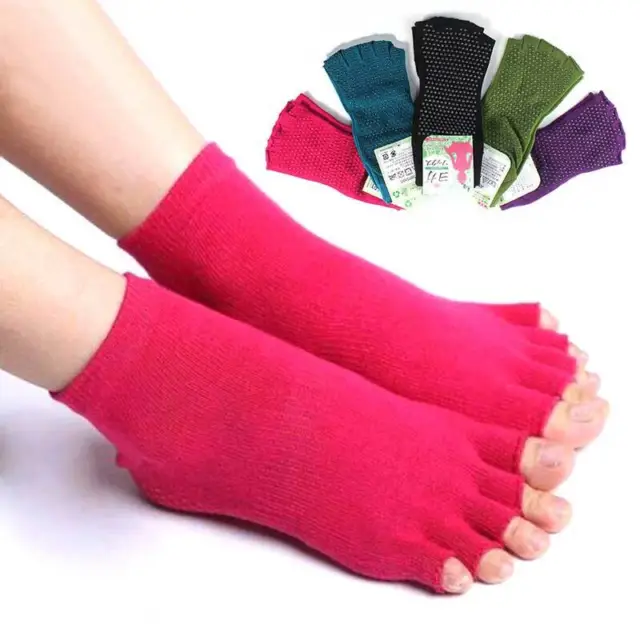 Durable Toeless Yoga Socks Ankle Grip Pilates Five Finger Anti-Slip Sock Women